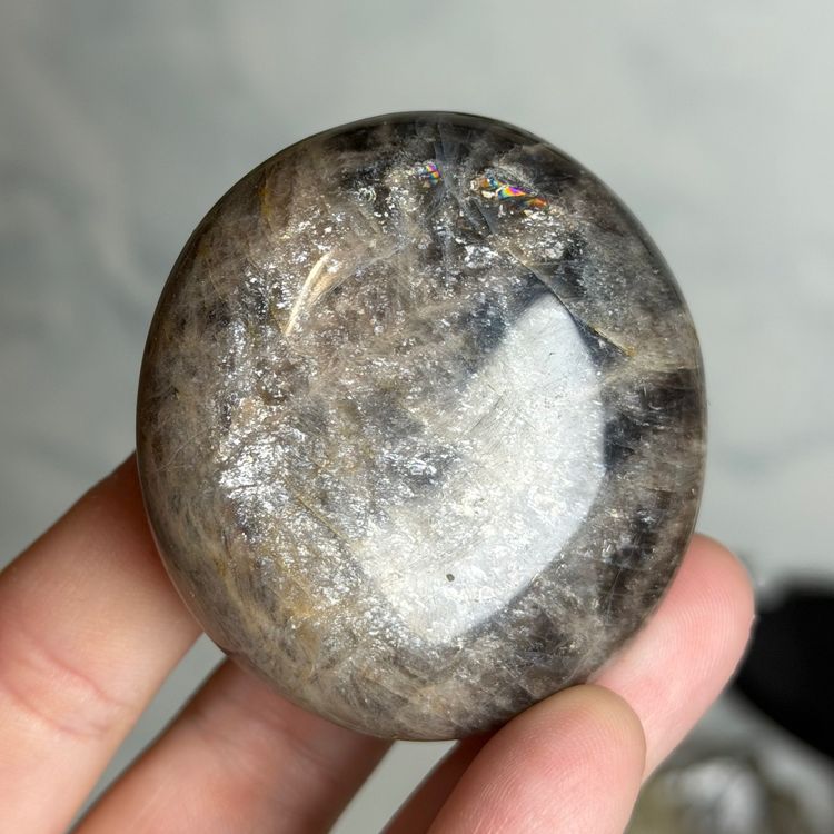 Black Moonstone Palm Stone - Madagascar
