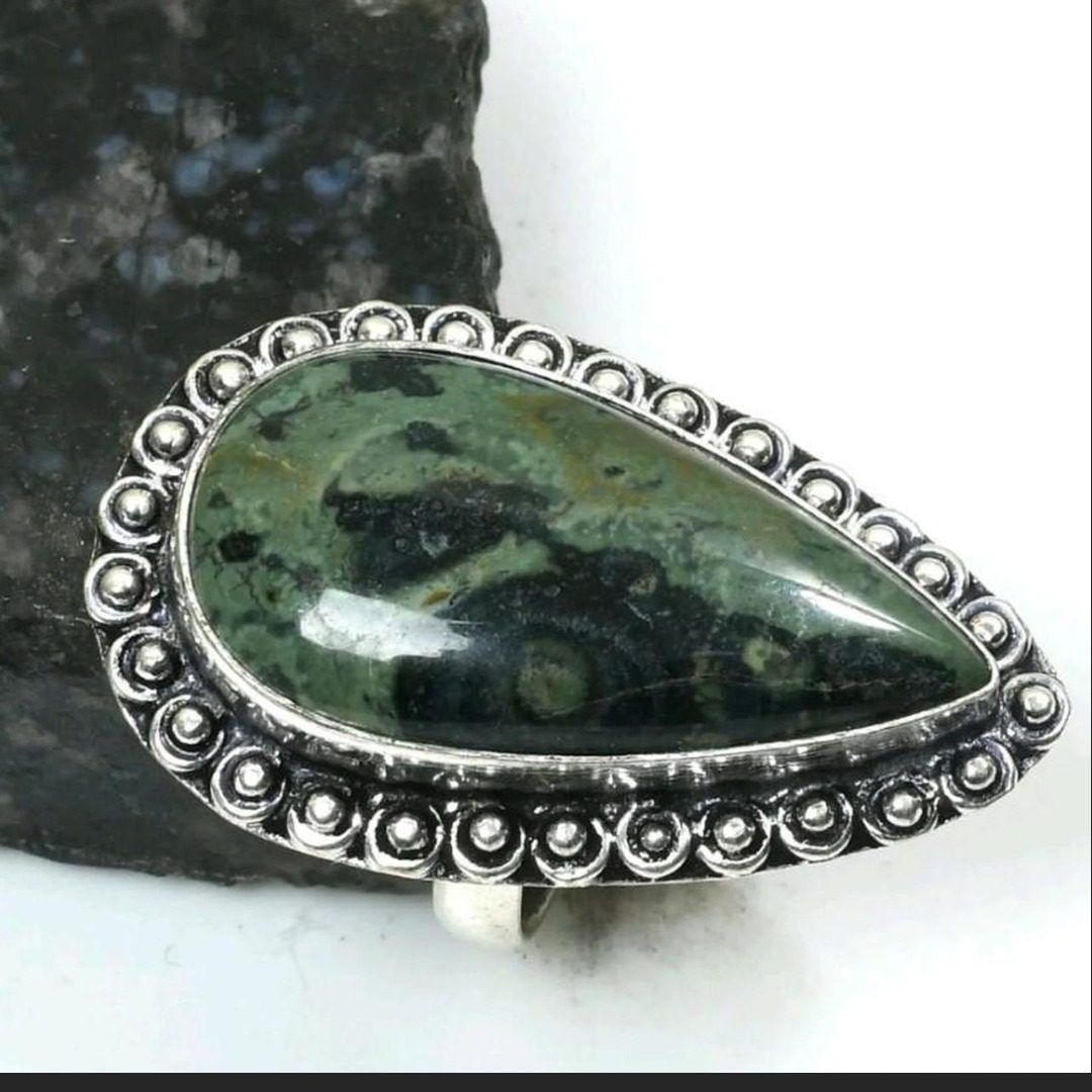 ✨️NEW 7.5 Kambaba Jasper Sterling Silver Ring✨️ STUNNING Statement Ring!