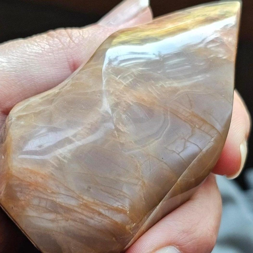 ✨️NEW Super FLASHY Peach & Black Moonstone Flame✨️ High Quality, Soo Iridescent!✨️
