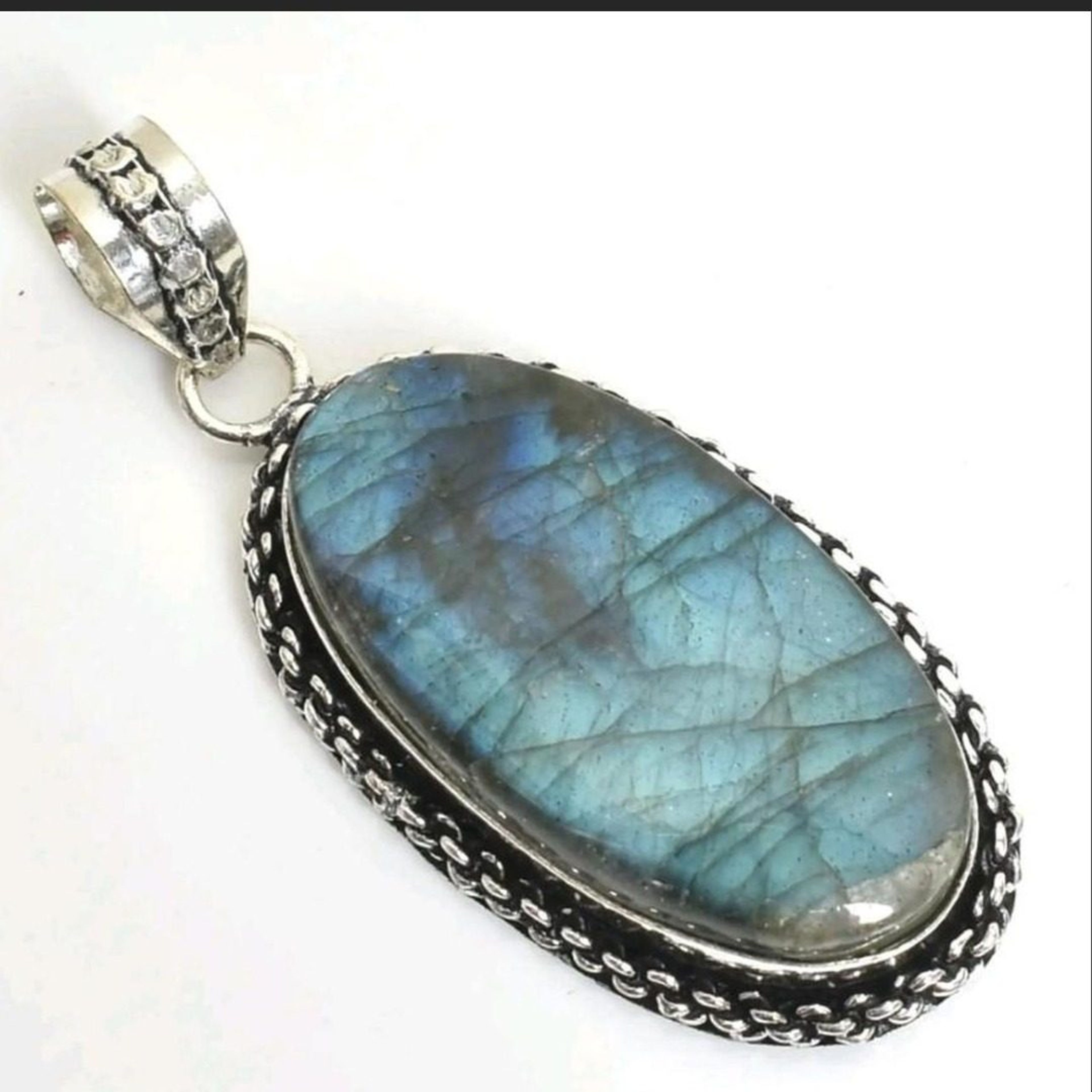 ✨️ FLASHY Labradorite Sterling Silver Statement Pendant! NEW! High Grade Crystal. Offers Welcome! ✨️