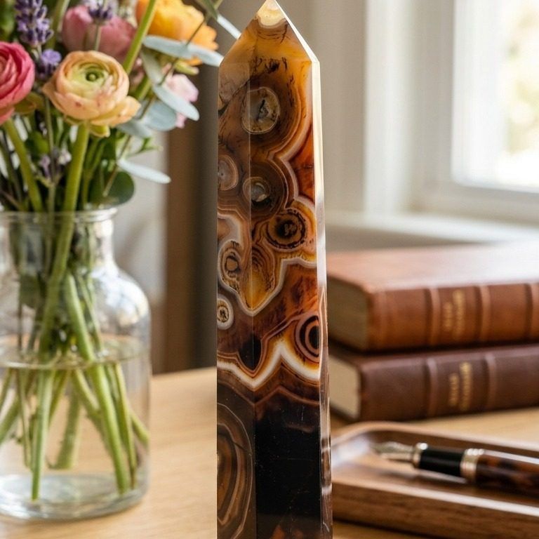 ✨️High Grade 8" Sardonyx Swirling Agate Point Tower✨️FLAWLESS!✨️New!