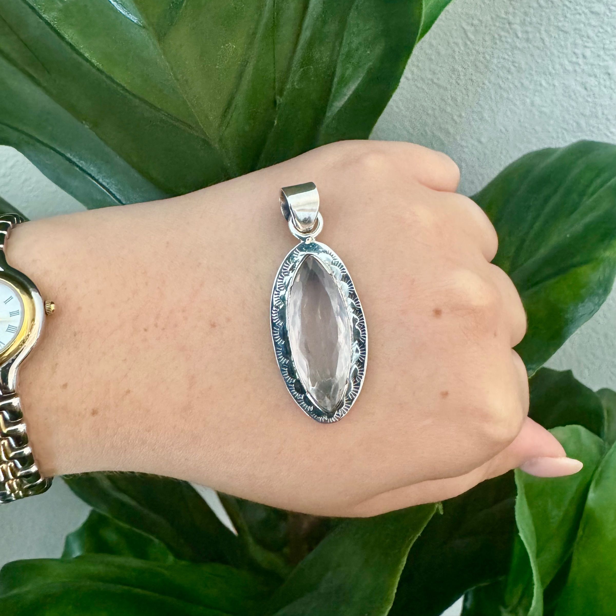 Girasol Rose Quartz Pendant (925 Sterling)