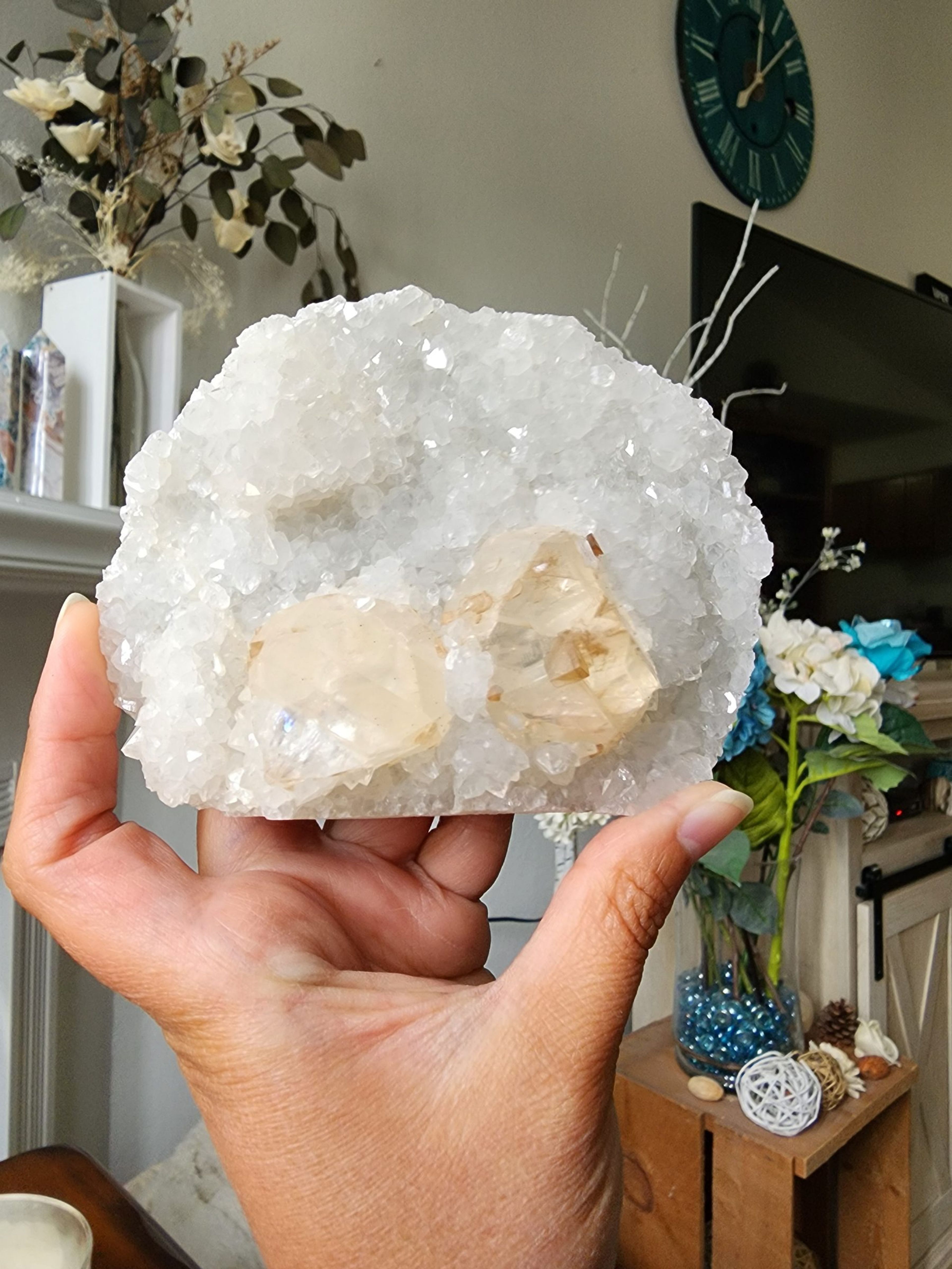 Honey Calcite on quartz