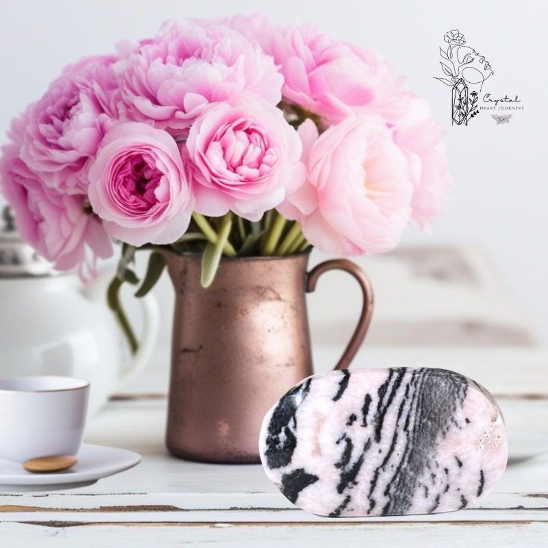 Pink Zebra Jasper Palm Stone | Crystal Palmstone