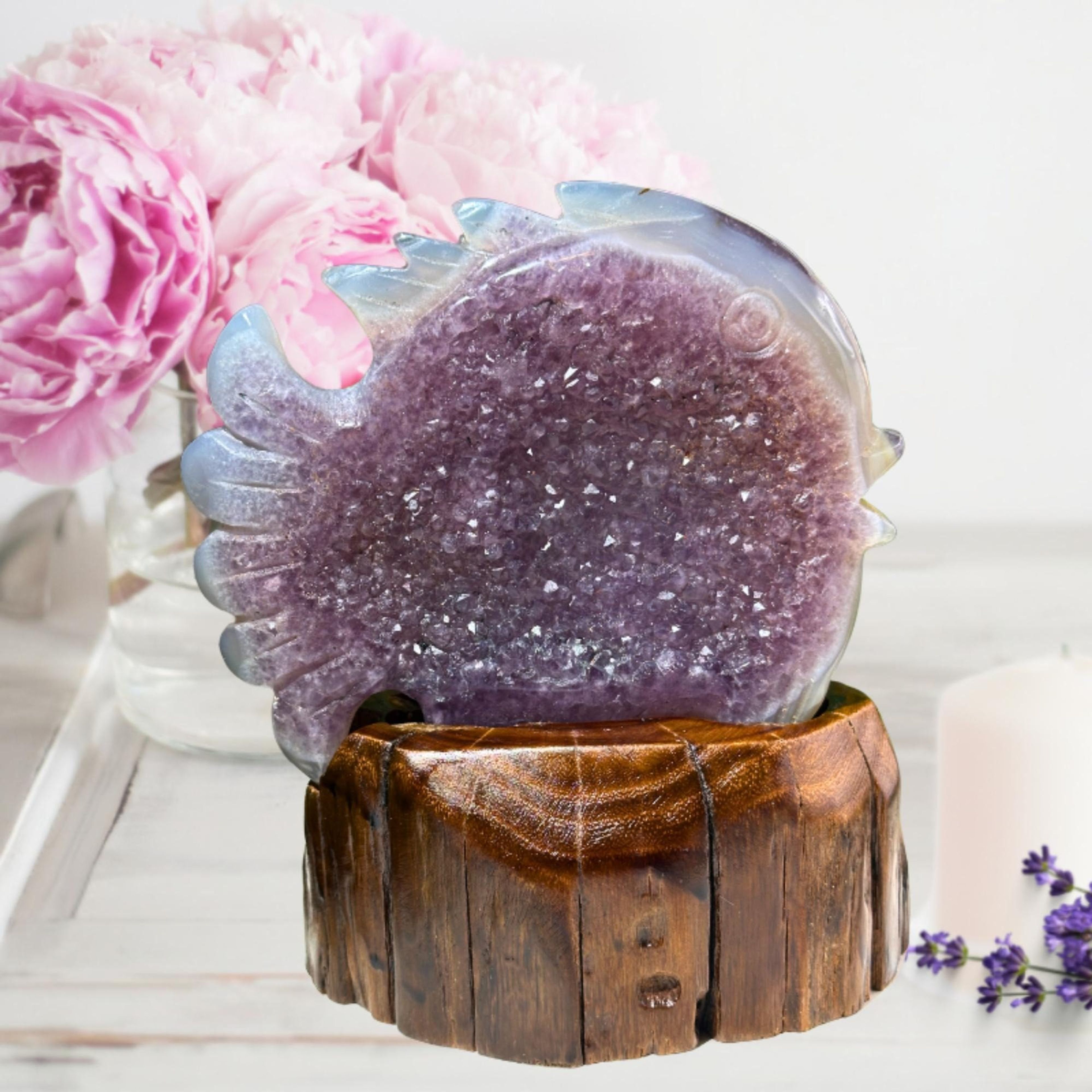 Natural Amethyst Crystal Fish Carving