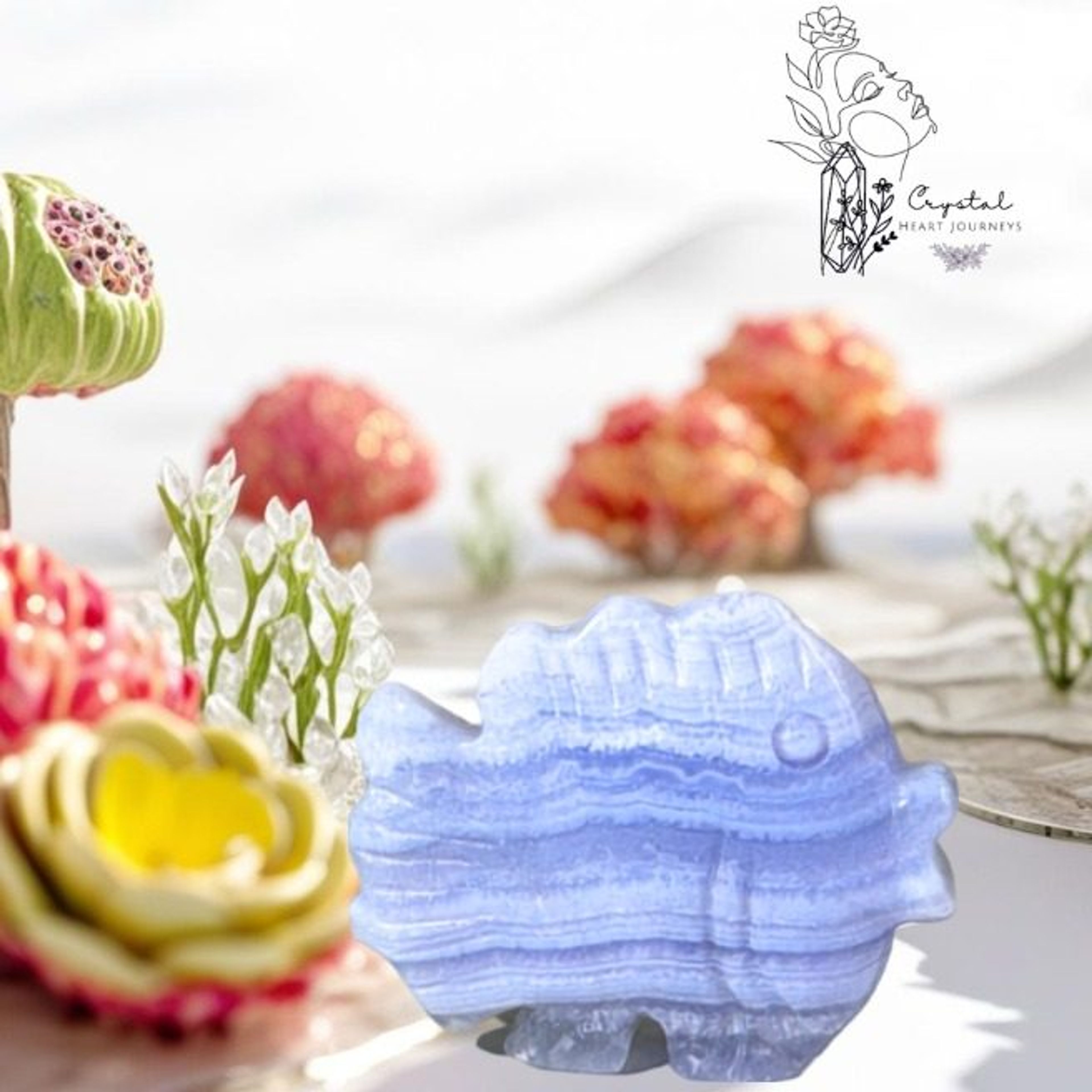 Blue Lace Agate Fish Sculpture | Stress Relief Healing Stone