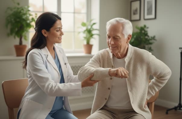 Hopeful elderly patient experiencing relief from chronic pain