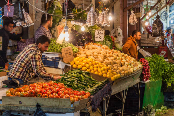 AMMAN, JORDAN – APRIL 3, 2017: Fruit and vegetable market in Amman, Jordan