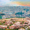 Aerial view of Amman, the capital of jordan on a cloudy day.