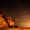 starry sky on desert of Wadi Rum – Jordan