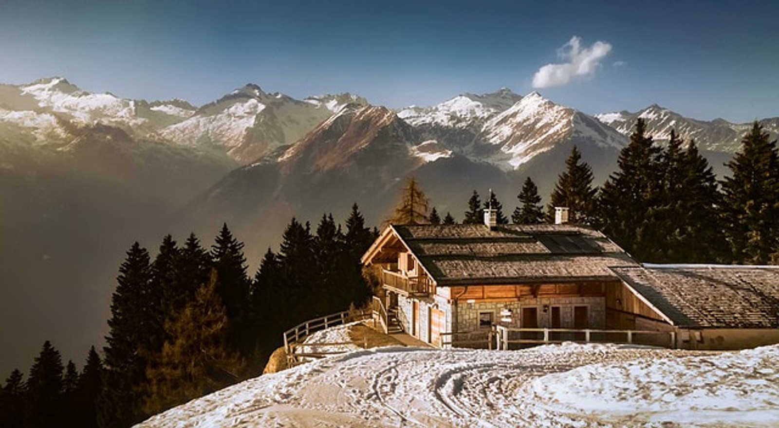 Snow capped Alps in winter.