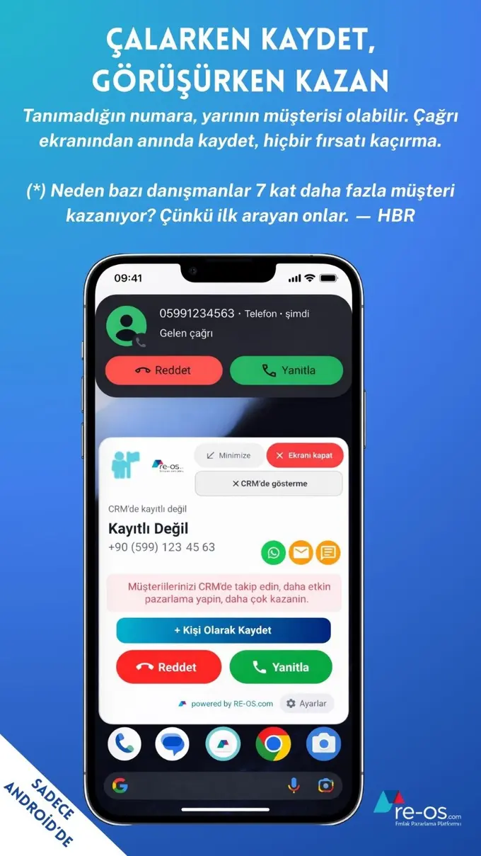 RE-OS — CRM'de kayıtlı olmayan numaradan gelen çağrı uyarısı