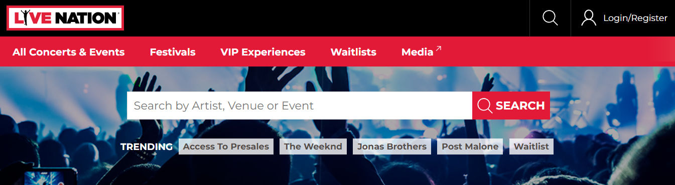 Live Nation website used to secure legit tickets of various events
