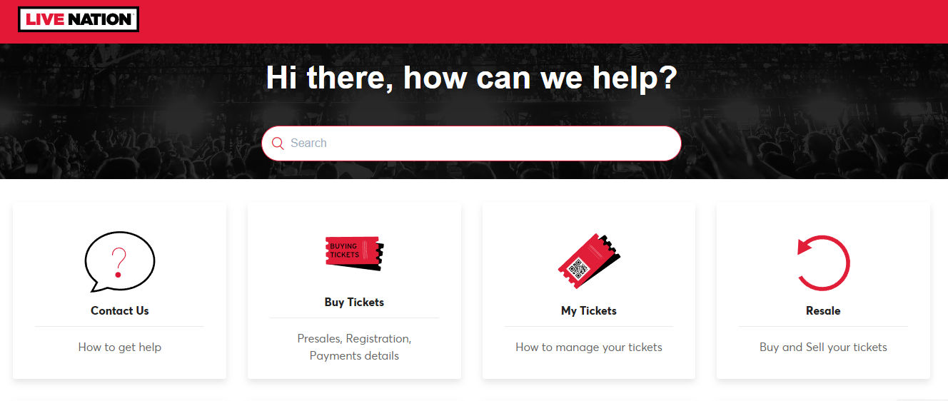 Live Nation resource for resolving ticket-related inquiries