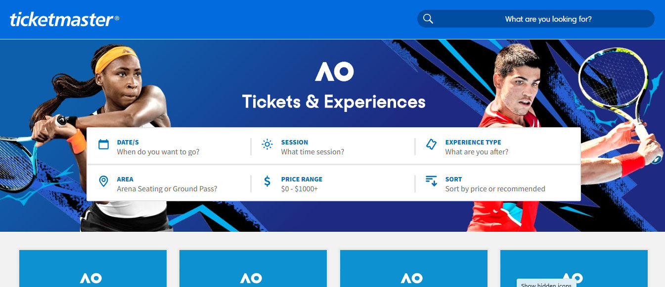 User-friendly interface of the Ticketmaster website