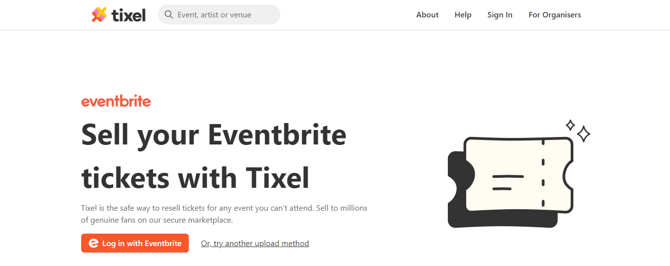 Selling Eventbrite tickets on Tixel