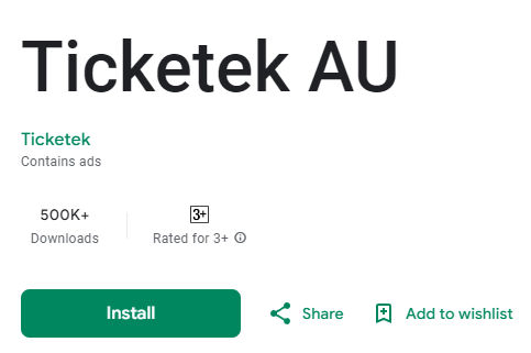 Ticketek mobile app on Google Play for android devices