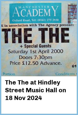 The The at Hindley Street Music Hall in Adelaide