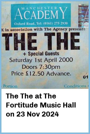The The at The Fortitude Music Hall in Brisbane