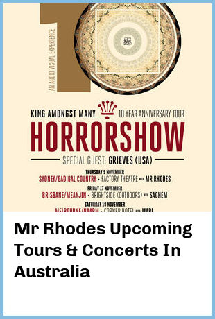 Mr Rhodes Upcoming Tours & Concerts In Australia