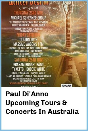 Paul Di'Anno Upcoming Tours & Concerts In Australia