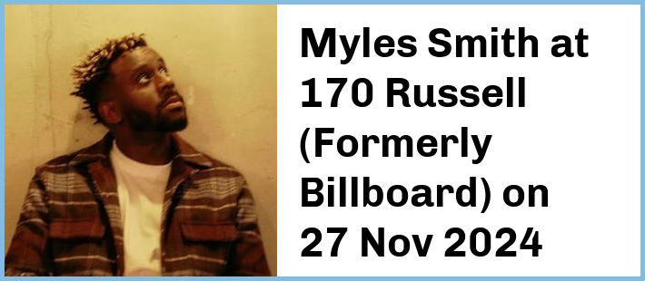 Myles Smith at 170 Russell (Formerly Billboard) in Melbourne