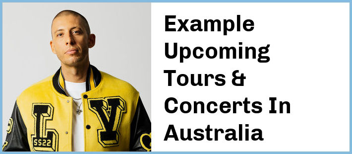 Example Upcoming Tours & Concerts In Australia