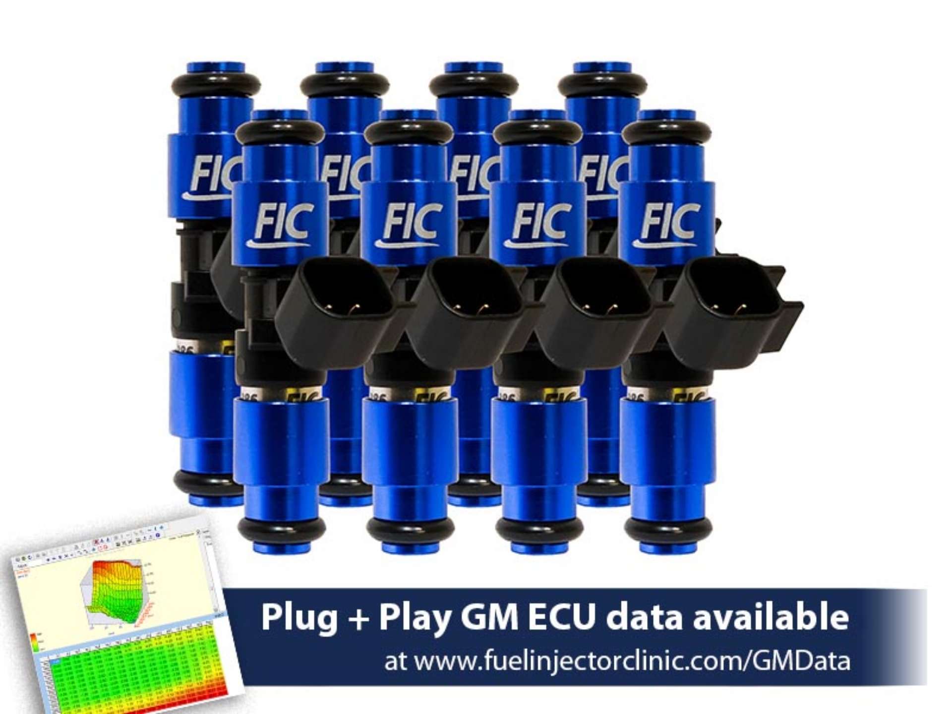 Picture of FIC1650cc (180 lbs/hr at OE 58 PSI fuel pressure) FIC Fuel Injector Clinic Injector Set for LT1, LT4 engines (High-Z)