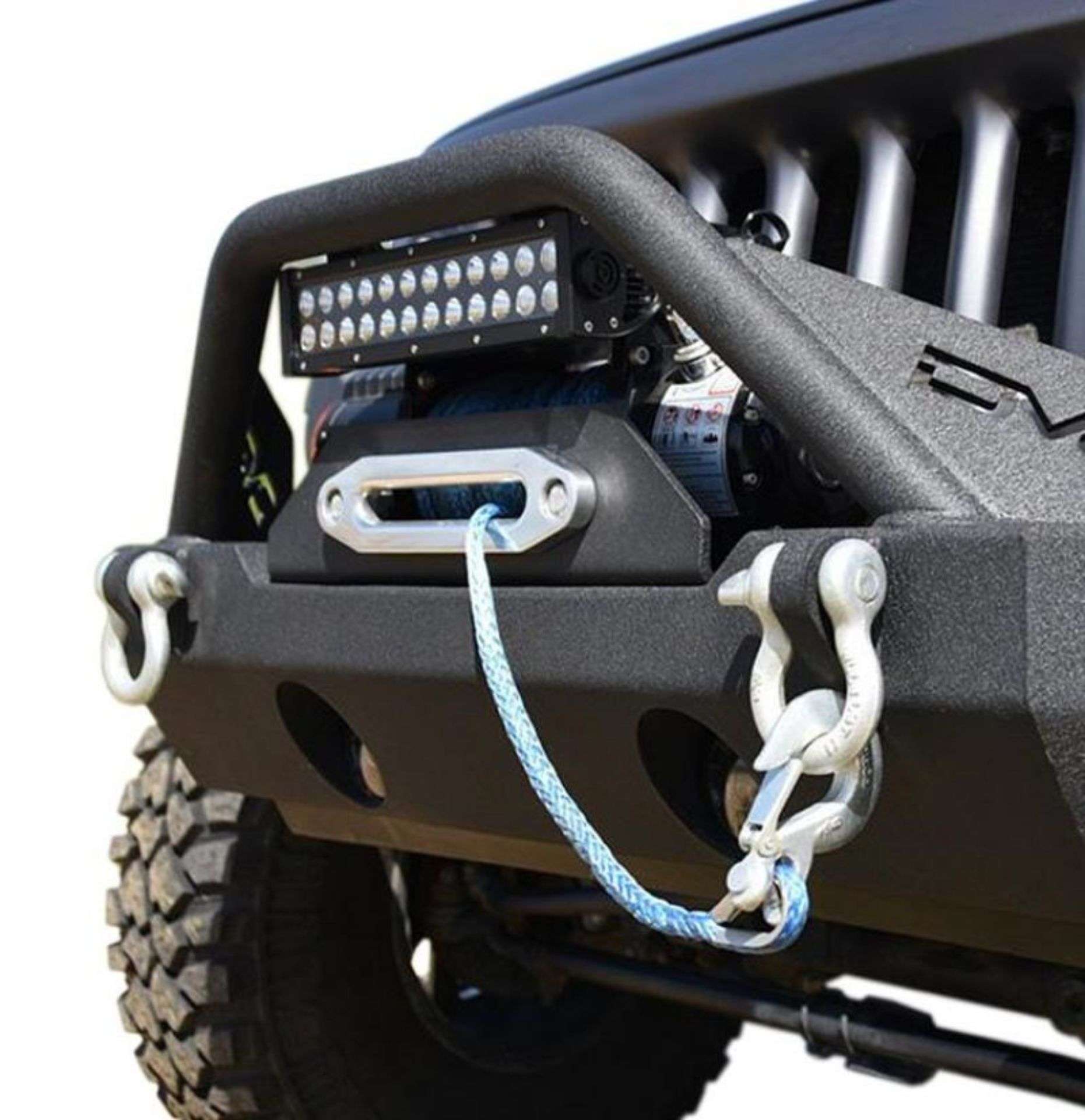 Picture of DV8 Offroad 07-18 Jeep Wrangler JK/JL FS-15 Steel Stubby Front Bumper w/ Fog Lights