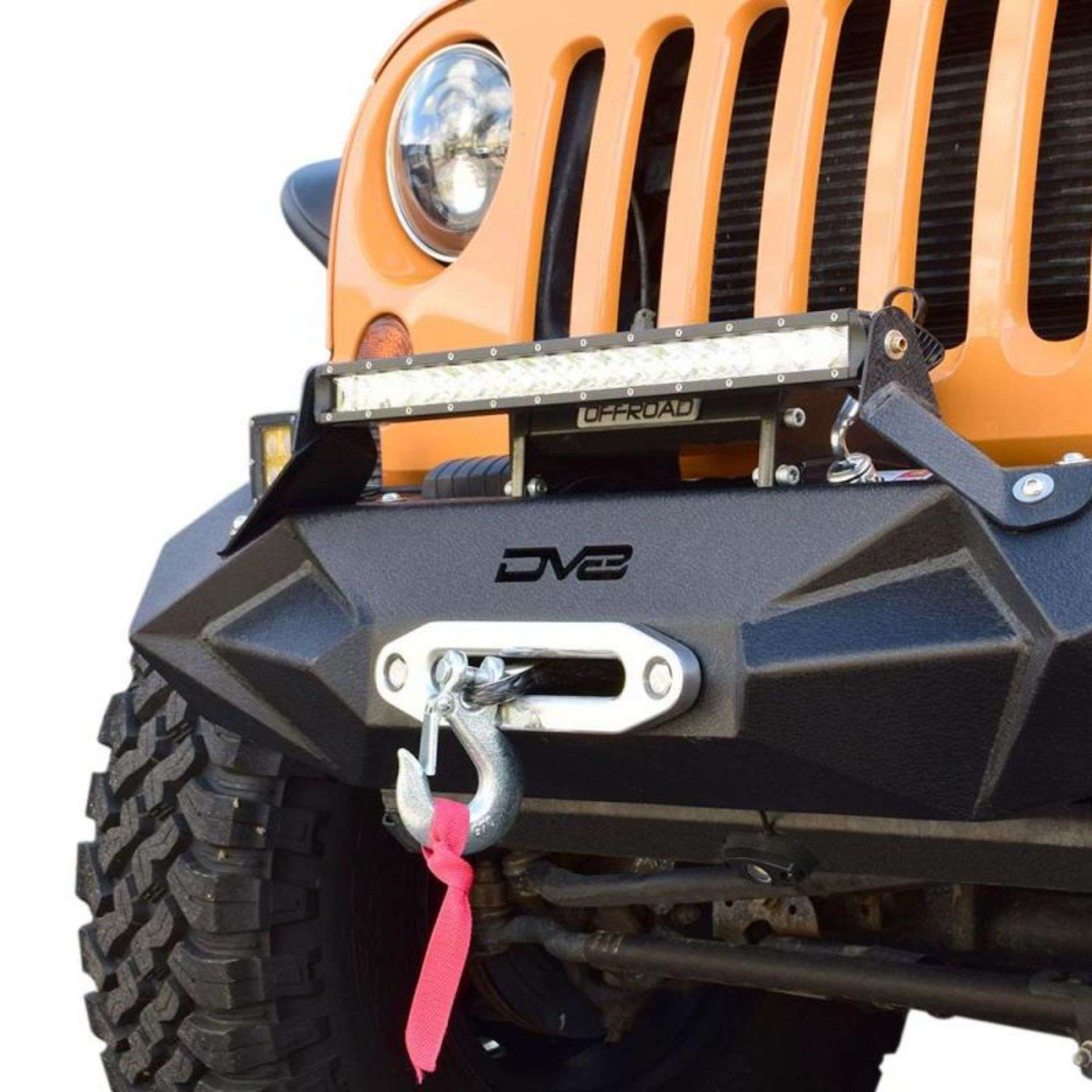 Picture of DV8 Offroad 07-18 Jeep Wrangler JK/JL Steel Stubby Front Bumper w/ Light Bracket & Winch Plate