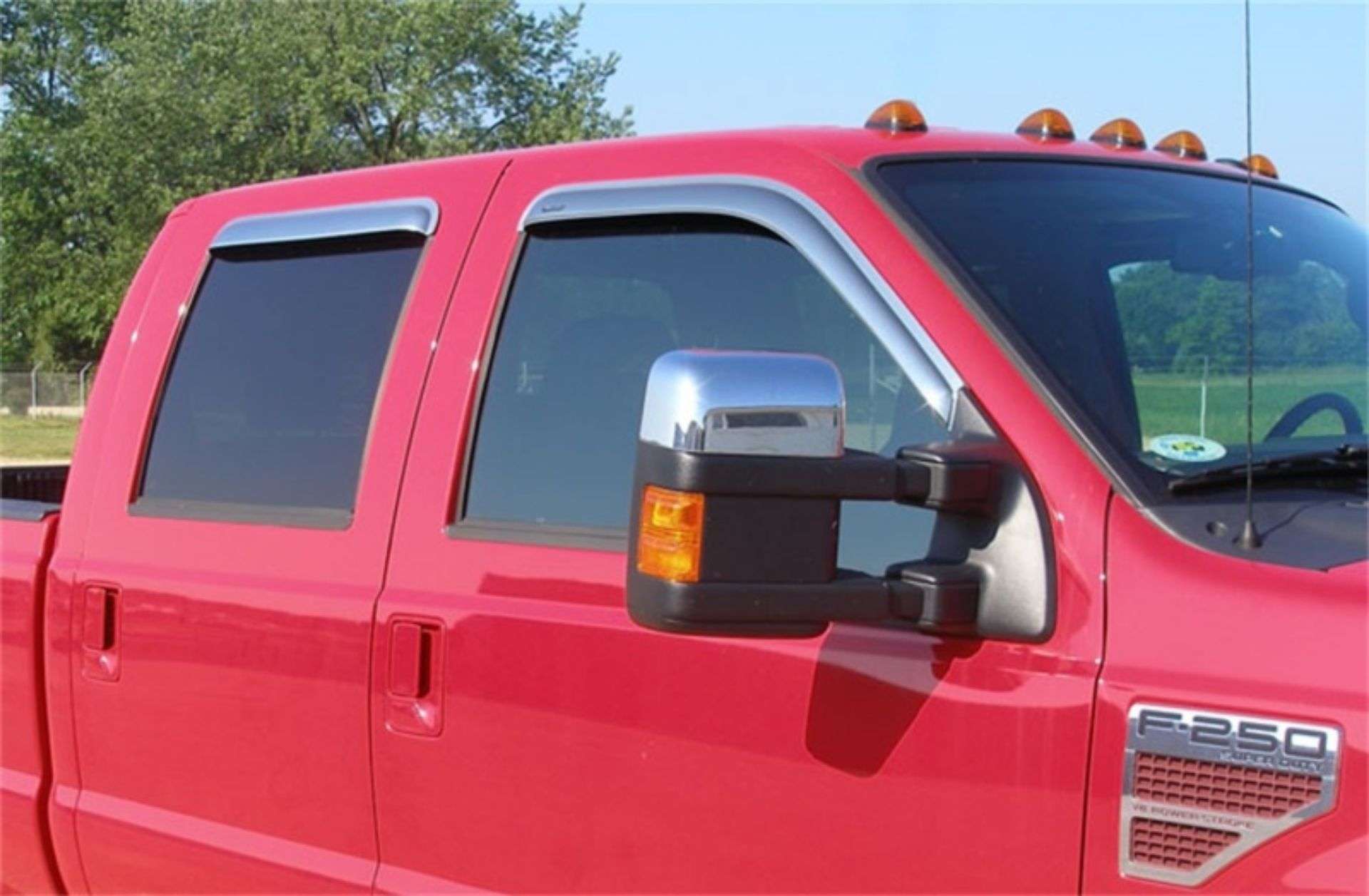 Picture of Stampede 1999-2016 Ford F-250 Crew Cab Pickup Tape-Onz Sidewind Deflector 4pc - Chrome