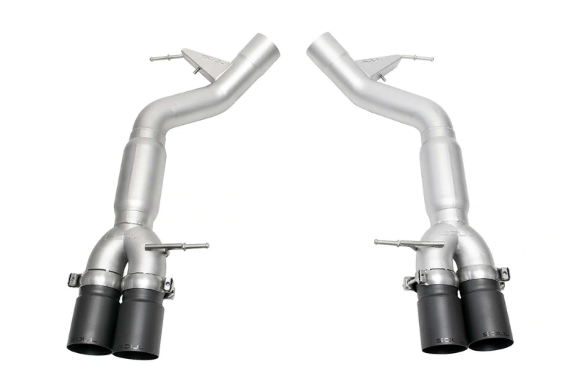 Picture of SOUL 12-18 BMW F06 / F12 / F13 M6 Resonated Muffler Bypass Exhaust - 3.5in Strght Cut Satin Blk Tips