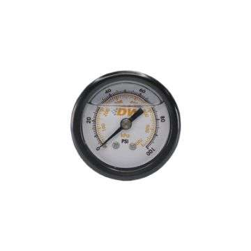 Picture of DeatschWerks 0-100 PSI 1-8in NPT Mechanical Fuel Pressure Gauge 1-5in Diameter Black Housing