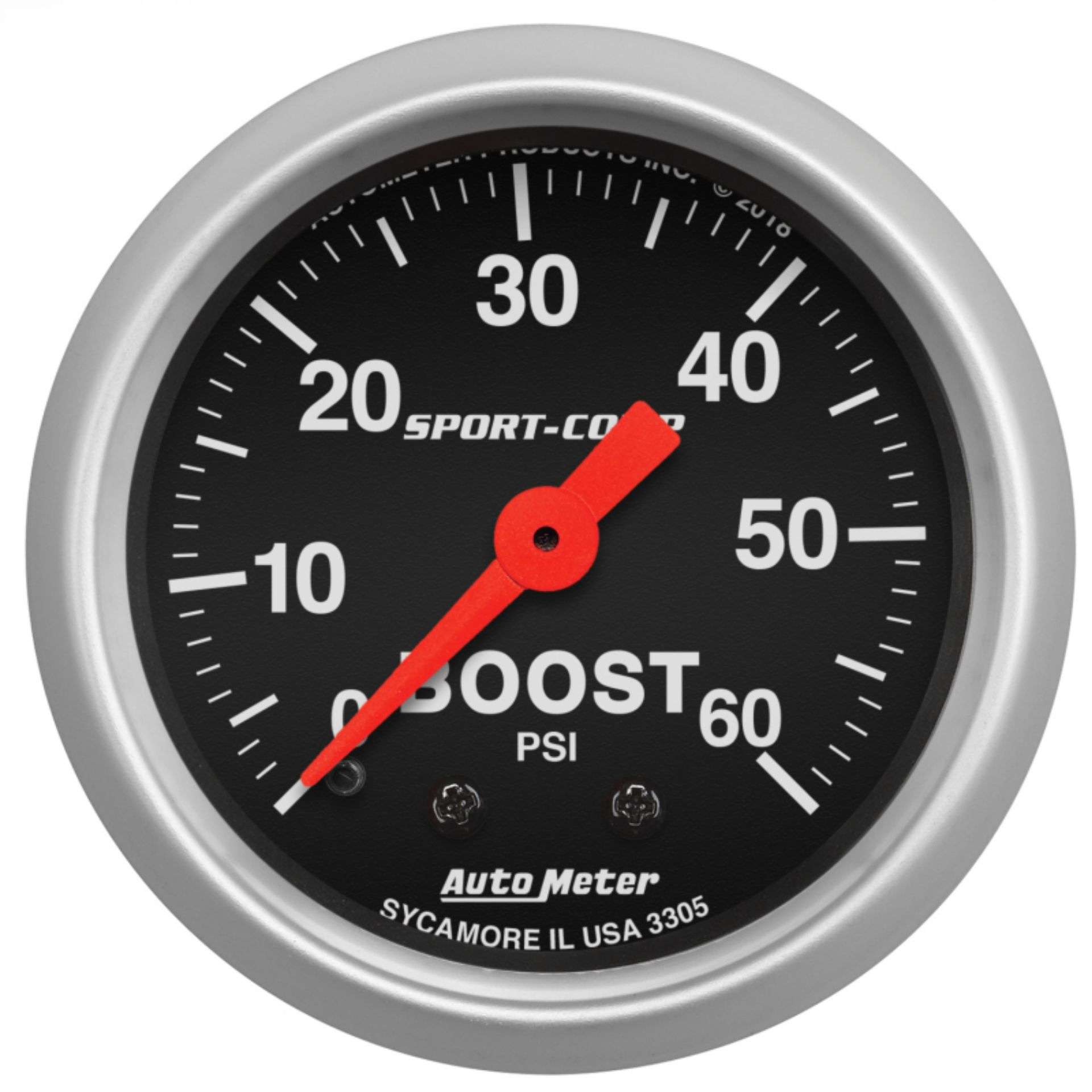 Picture of AutoMeter 2-1-16in 0-60 PSI Mechanical Sport-Comp Boost Pressure Gauge