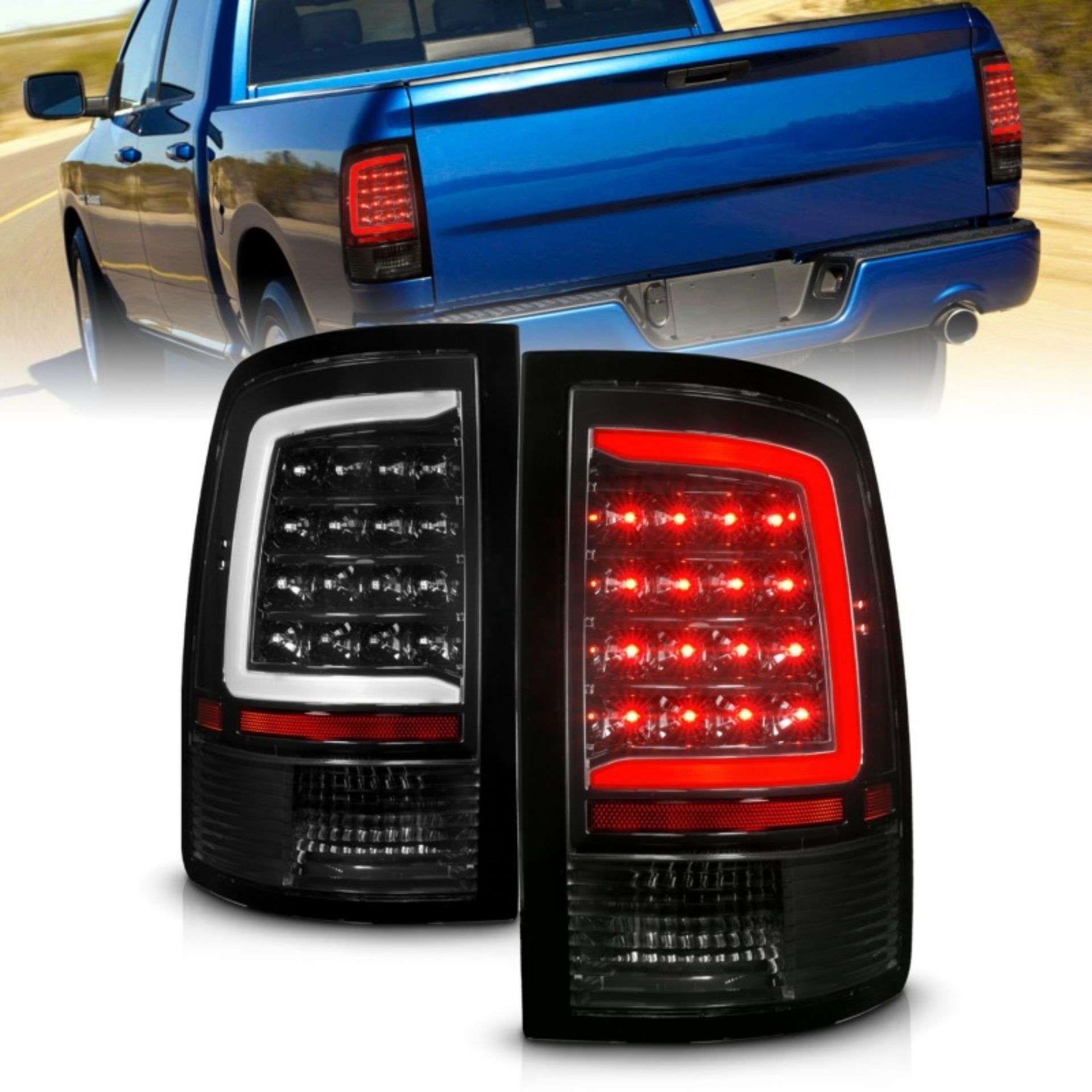 Picture of ANZO 09-18 Dodge Ram 1500 Full LED Tailights w- Sequential Black Housing-Clear Lens