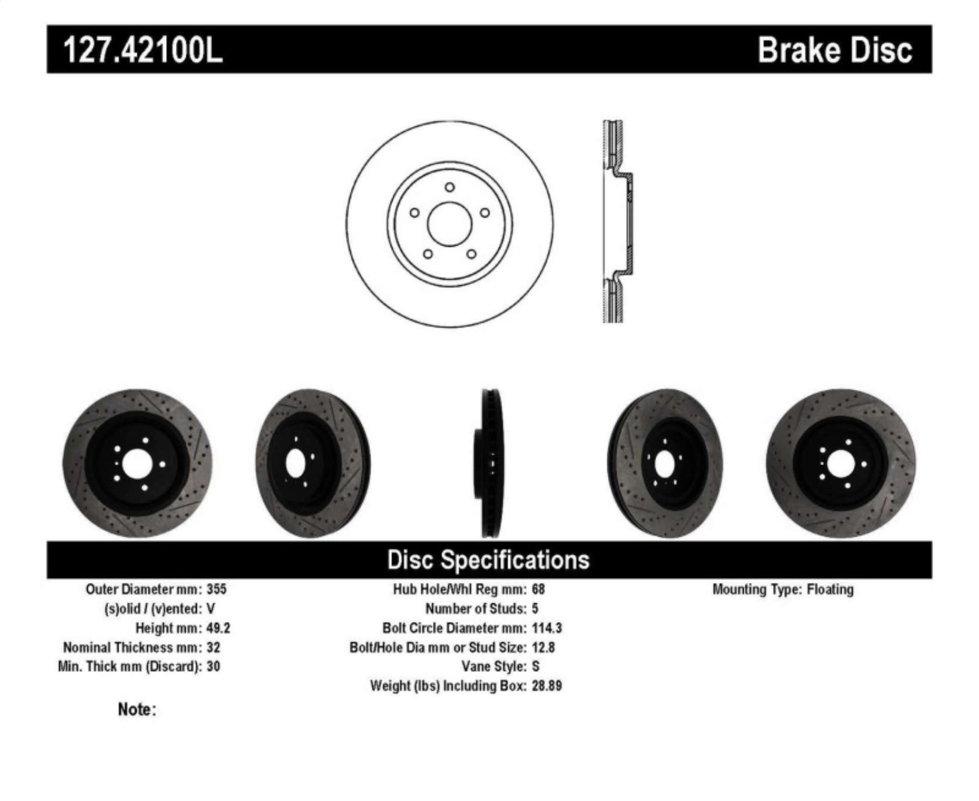 Picture of StopTech Infiniti G37 - Nissan 370Z SportStop Slotted & Drilled Front Left Rotor