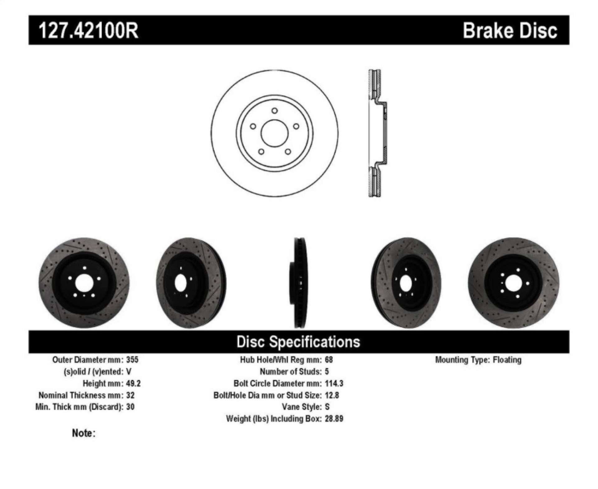 Picture of StopTech Infiniti G37 - Nissan 370Z SportStop Slotted & Drilled Front Right Rotor