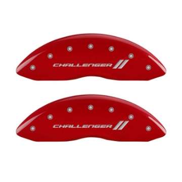 Picture of MGP 4 Caliper Covers Engraved Front & Rear With stripes-Challenger Red finish silver ch