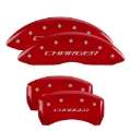 Picture of MGP 4 Caliper Covers Engraved Front & Rear With stripes-Challenger Red finish silver ch