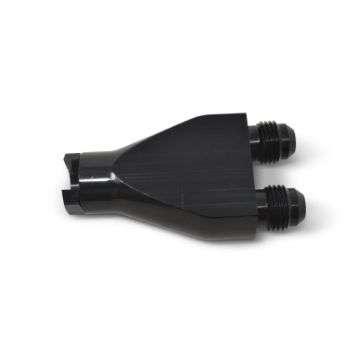 Picture of Russell Performance Billet Y-Block Adapter 3-8in SAE Qick Disconnect 2 -6AN Male Flare Black