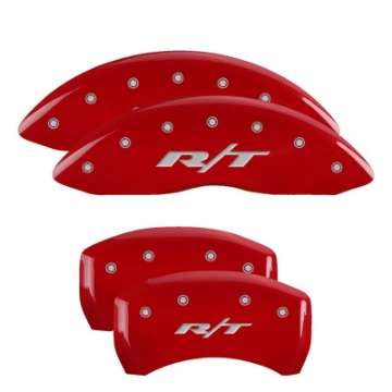 Picture of MGP 4 Caliper Covers Engraved Front & Rear RT1-Truck Red finish silver ch