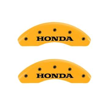 Picture of MGP 4 Caliper Covers Engraved Front & Rear Honda Yellow finish black ch