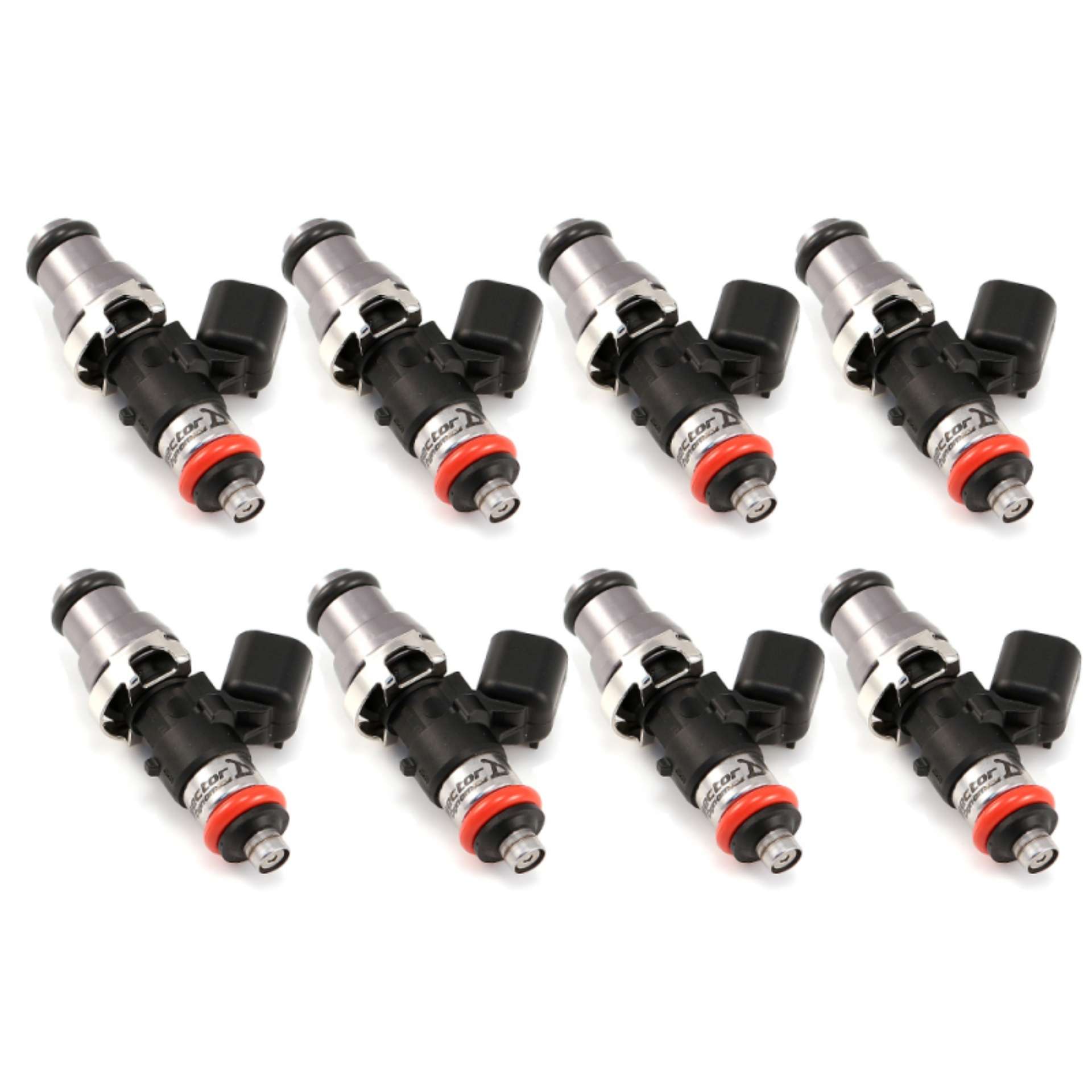 Picture of Injector Dynamics ID1050X Injectors 14mm Grey Adaptor Top Set of 8 Orange Lower O-Ring