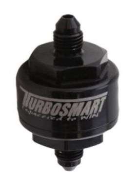 Picture of Turbosmart Billet Turbo Oil Feed Filter w- 44 Micron Pleated Disc AN-4 Male Inlet - Black