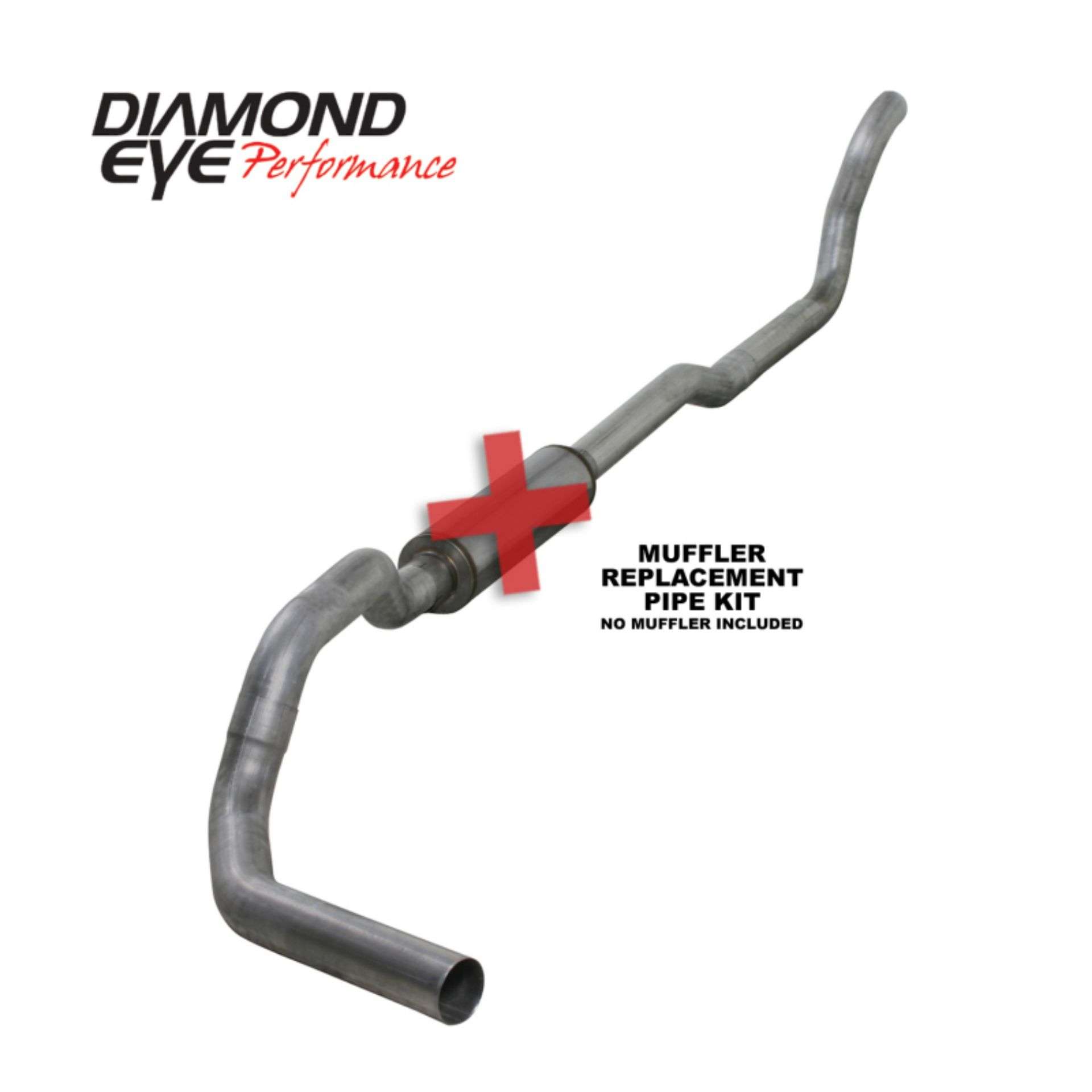 Picture of Diamond Eye KIT 4in TB MFLR RPLCMENT PIPE SGL AL: 2-WHEEL DRIVE ONLY 89-93 DODGE CUMMINS 5-9L