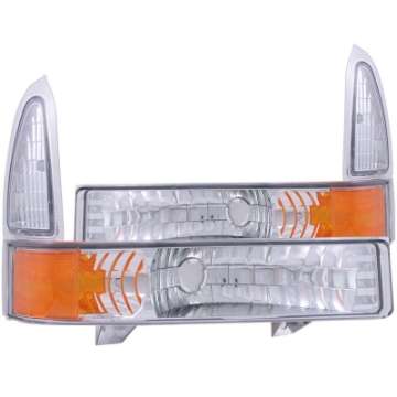 Picture of ANZO 2000-2004 Ford Excursion Euro Parking Lights Chrome w- Amber Reflector