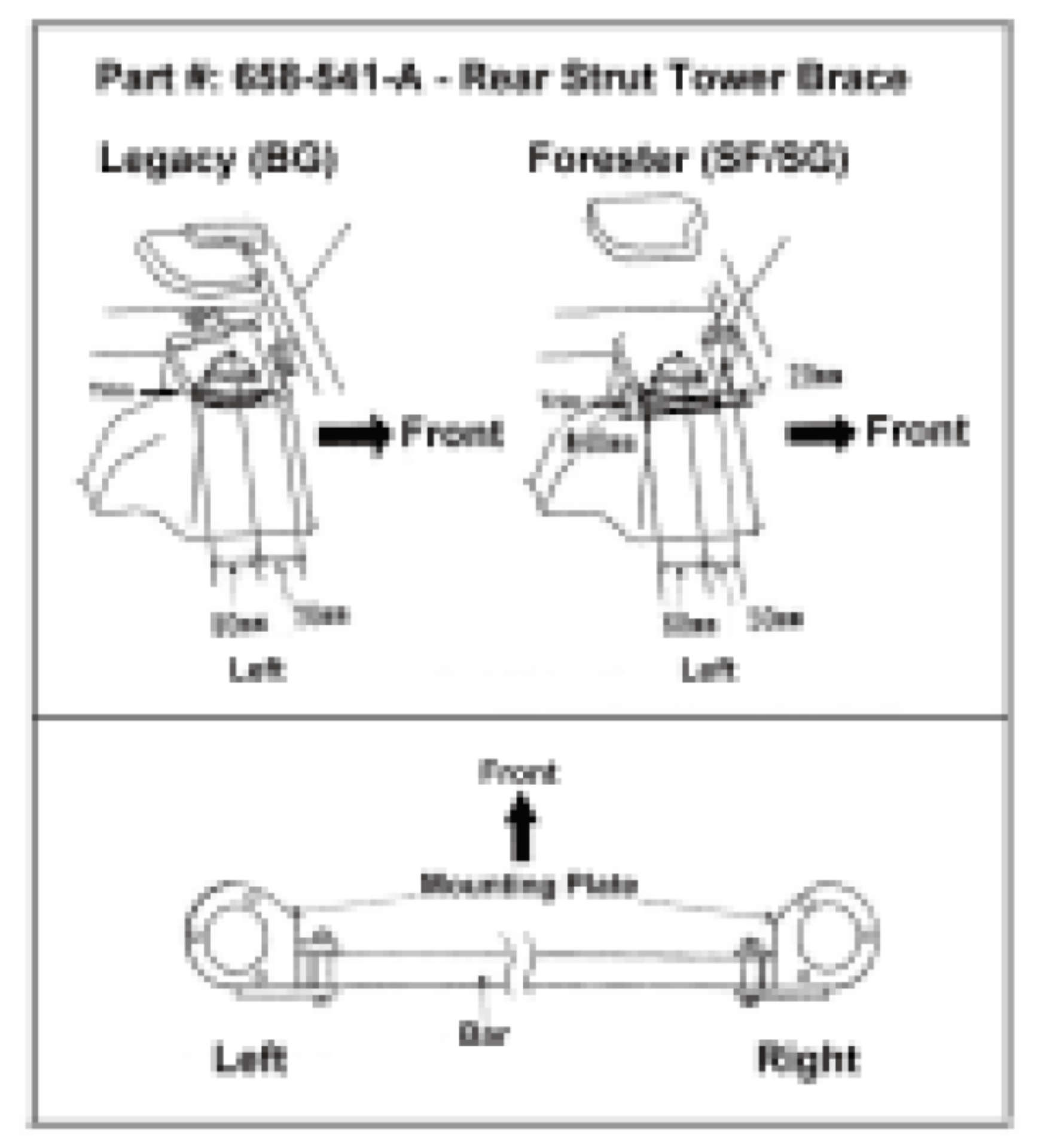 Picture of Cusco Strut Bar Type-AS Rear 20mm Round Subaru Forester SF-SG Rear Panel Trimming Requried