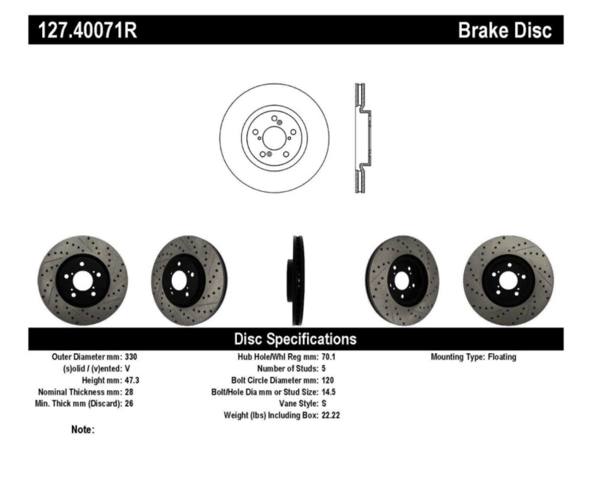 Picture of StopTech 07-08 Acura MDX SportStop Slotted & Drilled Right Front Rotor