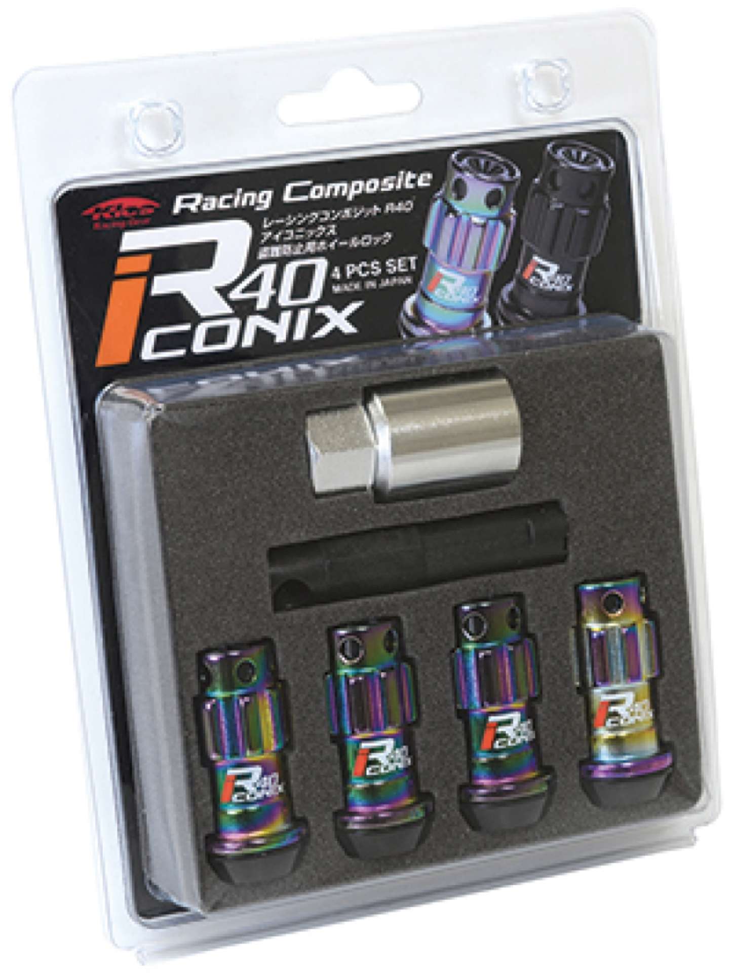 Picture of Project Kics 12X1-50 R40 Iconix Neochrome Lug Nut Lock Set - 4