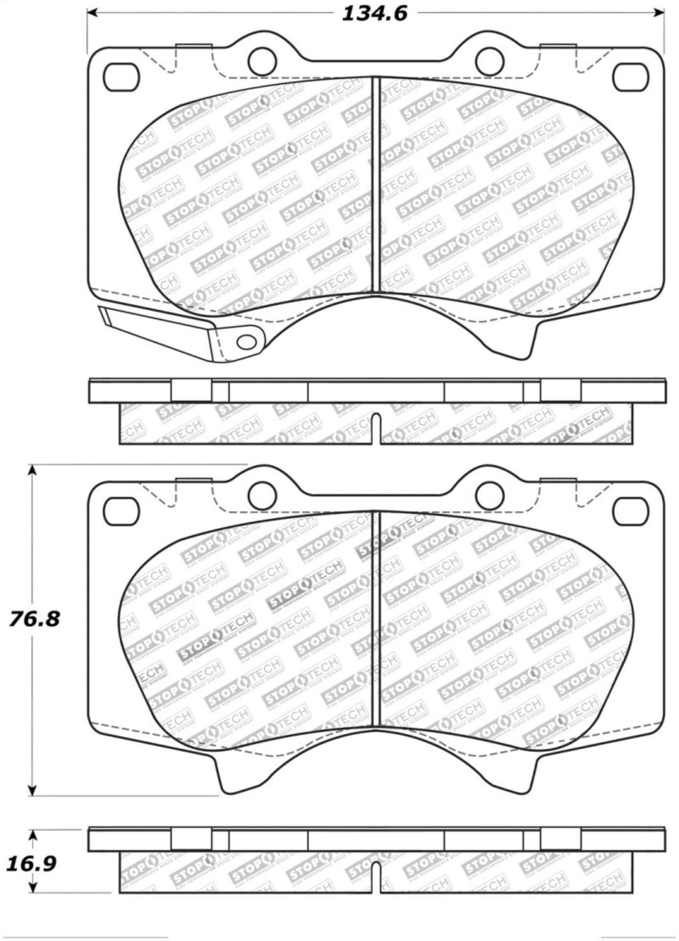 Picture of StopTech 05-17 Toyota Tacoma w-6 Lug Holes Wheels Street Performance Front Brake Pads